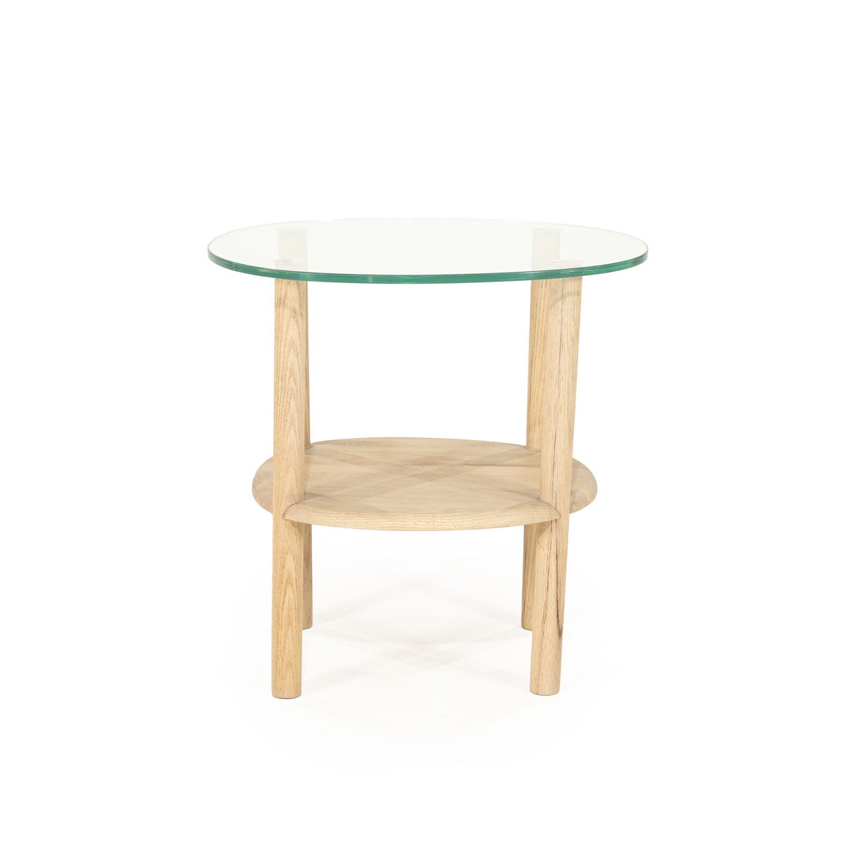 Organische Bijzettafel Cleo Glas en Eikenhout Naturel 50x45 cm