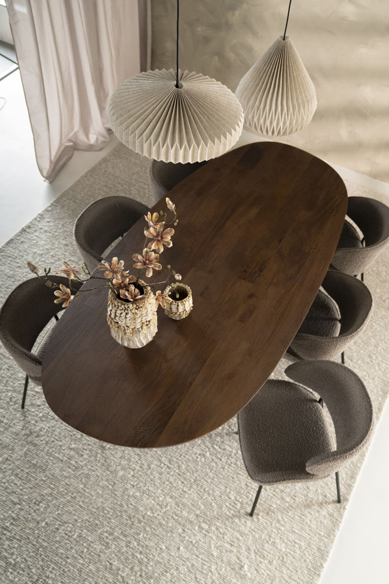 Ovale Eetkamertafel Coco Mangohout Lichtbruin 240×110 cm