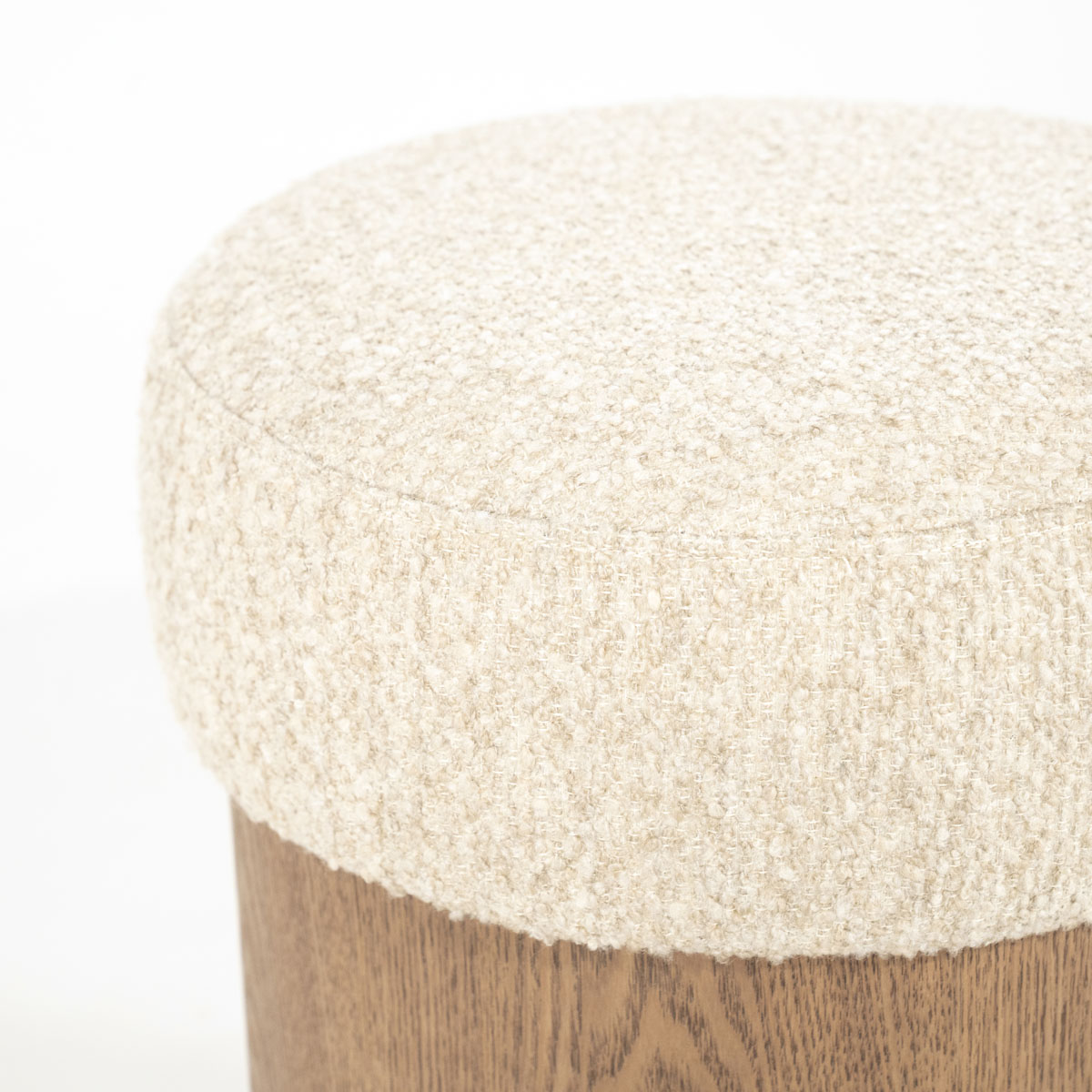Ronde Poef George Bouclé en Essenhout Beige